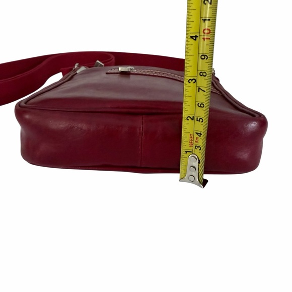 CHIARUGI Red Calvino Full Grain Leather Crossbody Shoulder Bag Italy os - Picture 10 of 14